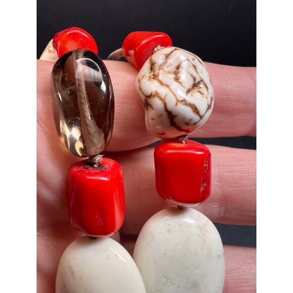 NEW Bamboo coral multi stone sterling silver necklace - Picture 7 of 16